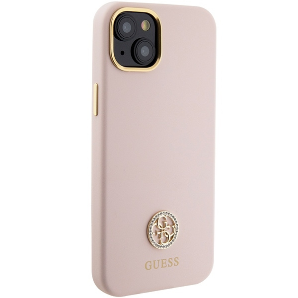 Etui Guess GUHCP15M4DGPP iPhone 15 Plus 6.7" jasnoróżowy/pink hardcase Silicone Logo Strass 4G Case