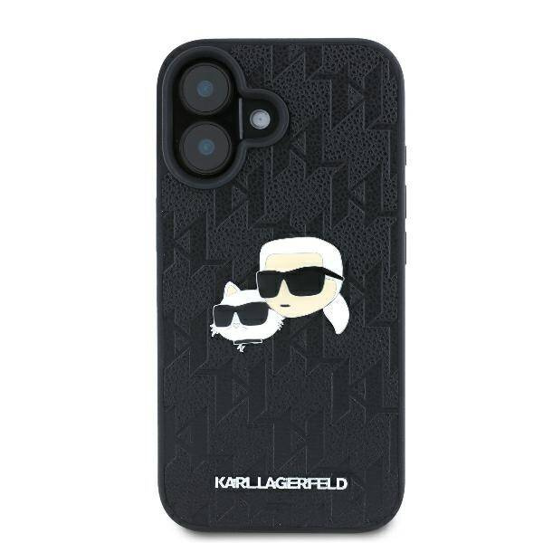 Etui Karl Lagerfeld iPhone 16 Plus 6.7" czarny/black hardcase Monogram Karl&Chaoupette Head Pin