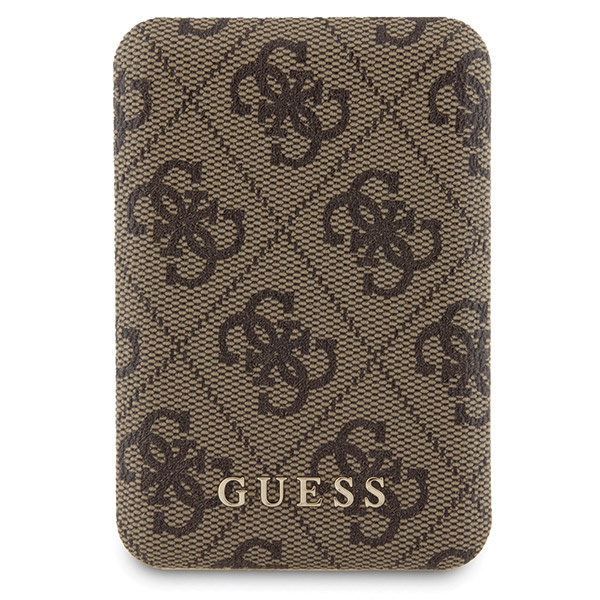 Zestaw Guess GUBPM5P15S4GEMGW iPhone 15 6.1" hardcase + Powerbank 5000mAh MagSafe brązowy/brown 4G Metal Logo