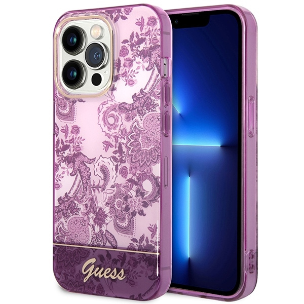 Etui GUESS Apple iPhone 14 Pro Max Porcelain Collection Różowy Fuksja Hardcase