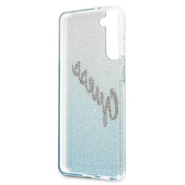 Etui GUESS Samsung Galaxy S21 Plus Glitter Gradient Script Niebieski Hardcase