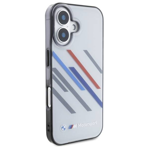 Etui BMW iPhone 16 6.1" szary/grey hardcase Motosport IML Random Stripes