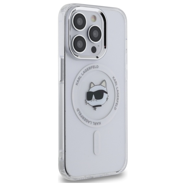 Karl Lagerfeld KLHMP14LHLSCHH iPhone 14   Pro 6.1" biały/white hardcase IML Metal Choupette Head MagSafe