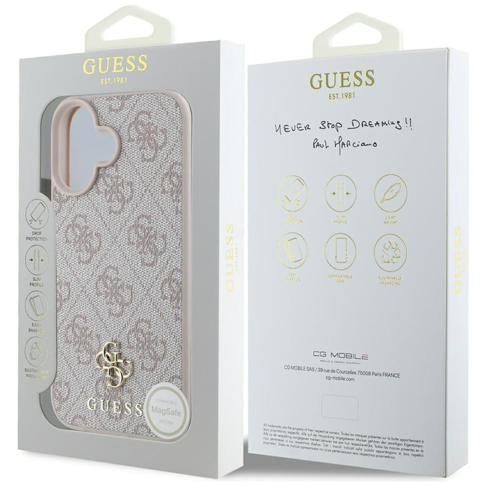 Etui Guess HC PU 4G Small 4G and Classic  do iPhone 16 MagSafe różowy