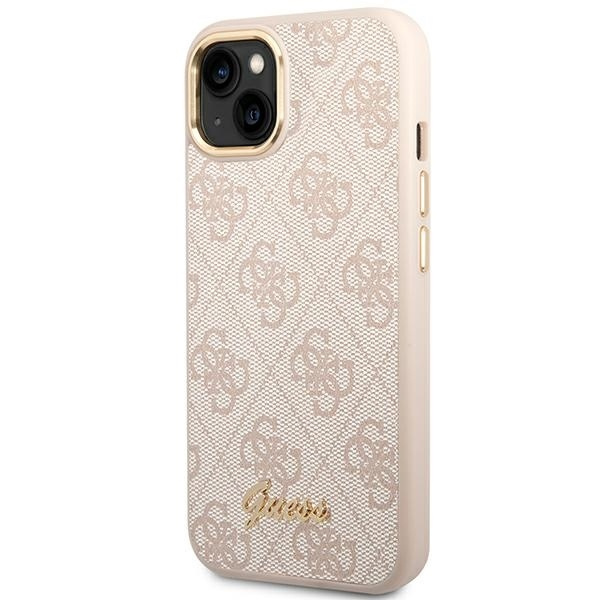 Etui GUESS Apple iPhone 14 4G Vintage Gold Logo Różowy Hardcase