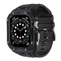 [PO ZWROCIE] Kingxbar CYF140 2w1 pancerne etui Apple Watch 9, 8, 7 (45 mm) ze stali nierdzewnej z paskiem czarne