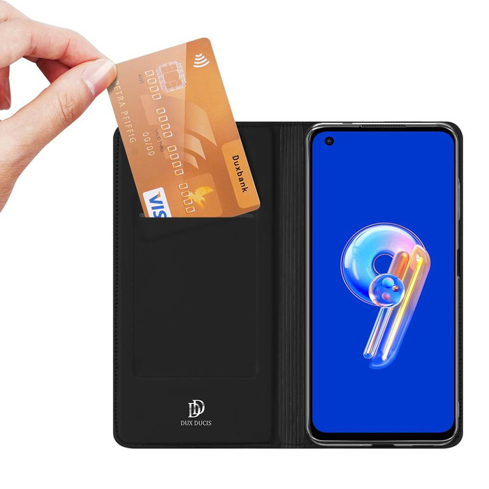 Dux Ducis Skin Pro etui Asus Zenfone 9 pokrowiec z klapką portfel na kartę podstawka czarne