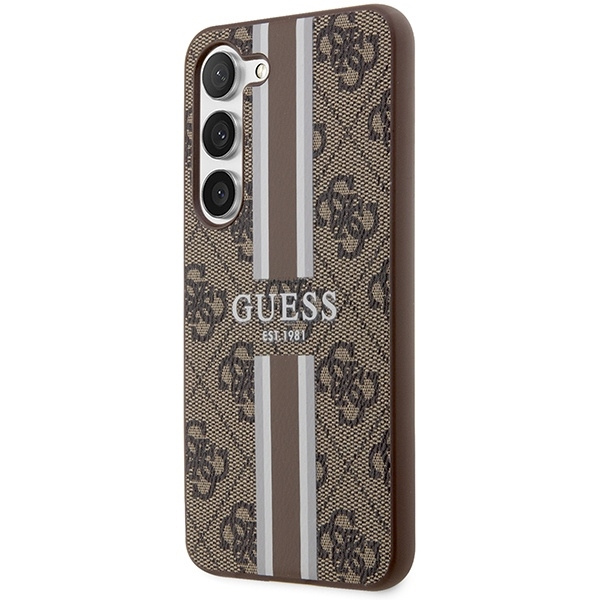 Etui Guess GUHCS23SP4RPSW S23 S911 brązowy/brown hardcase 4G Printed Stripe Case