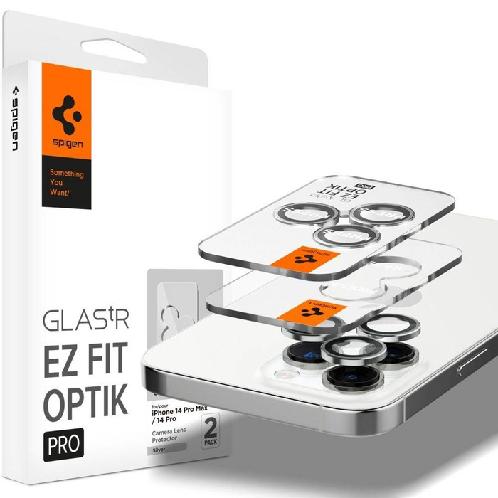 Osłona Aparatu Spigen Optik.tr ”ez Fit” Camera Protector 2-pack iPhone 14 Pro / 14 Pro Max Silver