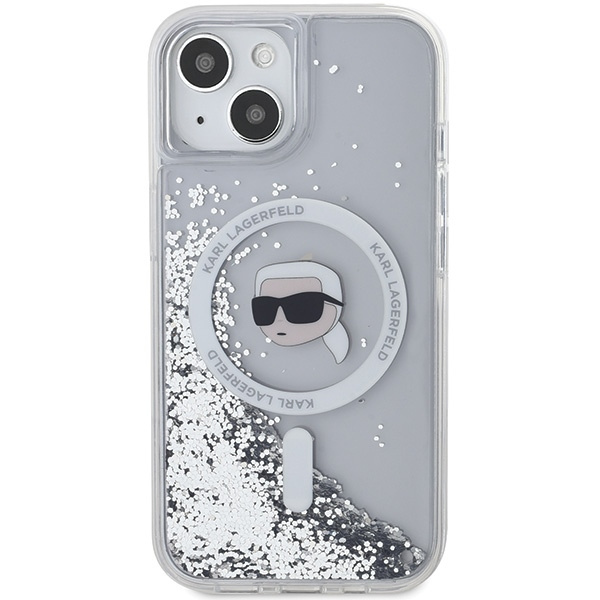 Etui Karl Lagerfeld KLHMP15SLGKISGH iPhone 15 / 14 / 13 6.1" hardcase transparent Liquid Glitter Karl Head Magsafe