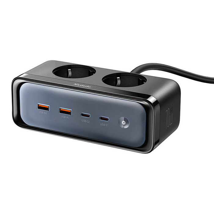 Listwa zasilająca z 2 gniazdami 6w1, 2x USB-C, 2x USB-A Mcdodo CH-4610, EU (czarna)