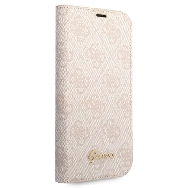 Etui GUESS Apple iPhone 14 Pro Max Book 4G Vintage Gold Logo Różowy Case