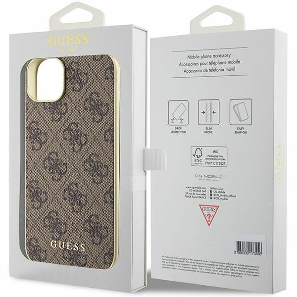 Etui Guess GUHCP15MGF4GBR iPhone 15 Plus 6.7" brązowy/brown hardcase 4G Charms Collection Case