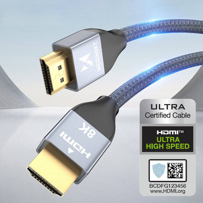 Wozinsky kabel HDMI 2.1 8K 60 Hz 48 Gbps / 4K 120 Hz / 2K 144 Hz 3m srebrny (WHDMI-30)