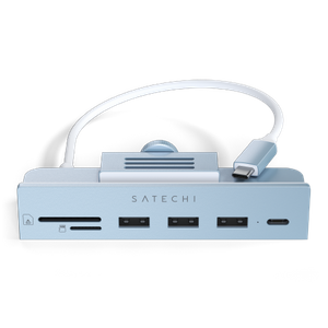 Satechi USB-C Clamp Hub for 24" iMac - Hub do iMac M1 2021 24" oraz 27" Studio Display 2022 USB-C (USB-C, 3x USB-A, czytnik kart micro/SD) (blue)