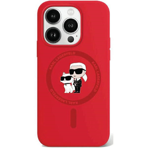 Etui Karl Lagerfeld KLHMP15XSCMKCRHR iPhone 15 Pro Max 6.7" czerwony/red hardcase Silicone Karl & Choupette Ring MagSafe