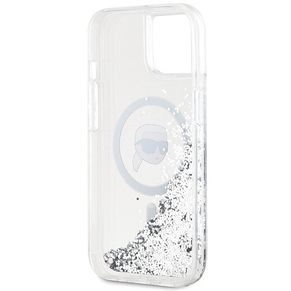 Etui Karl Lagerfeld KLHMP15SLGKISGH iPhone 15 / 14 / 13 6.1" hardcase transparent Liquid Glitter Karl Head Magsafe