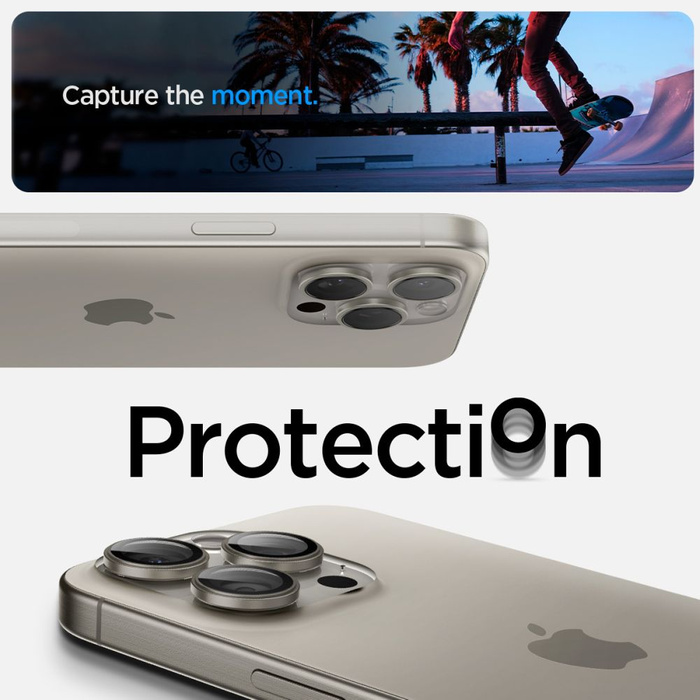 Osłona Aparatu Spigen Optik.tr ”ez Fit” Camera Protector 2-pack iPhone 14 Pro / Pro Max / 15 Pro / 15 Pro Max / 16 Pro / 16 Pro Max Natural Titanium