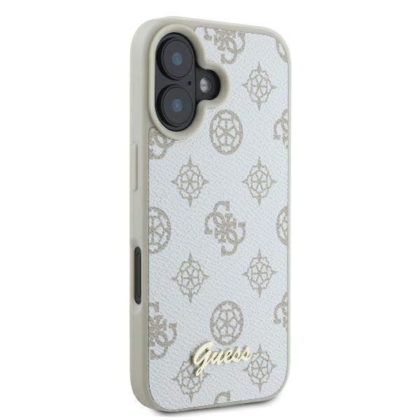 Etui Guess iPhone 16 6.1" biały/white hardcase Peony Script Logo MagSafe