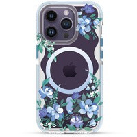 Etui Kingxbar Flora Series Magnetyczne Etui iPhone 14 Magsafe Ozdobione Nadrukiem W Kwiaty Orchid Case