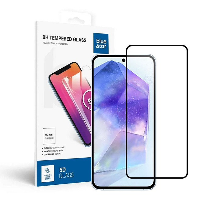 Szkło hartowane Blue Star 5D - do Samsung A55 5G (full glue/case friendly) - czarny