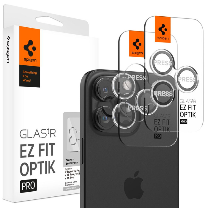 Szkło OSŁONA APARATU SPIGEN OPTIK.TR ”EZ FIT” CAMERA PROTECTOR 2-PACK IPHONE 14 PRO / 14 PRO MAX / 15 PRO / 15 PRO MAX / 16 PRO / 16 PRO MAX CRYSTAL CLEAR