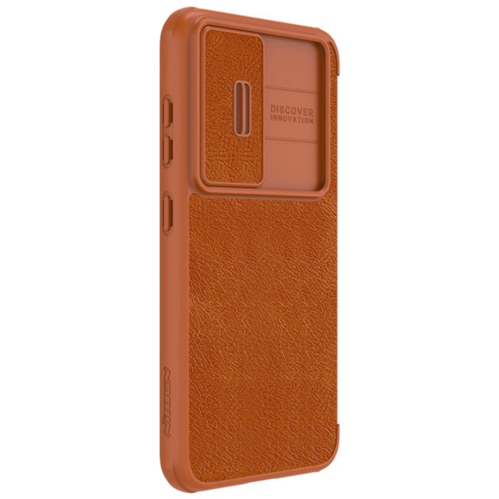 Nillkin Qin Leather Pro Case etui Samsung Galaxy S23+ pokrowiec z klapką osłona na aparat brązowe