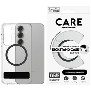 Etui CARE by PanzerGlass Feature Black    Kickstand & QI do Samsung Galaxy S25 przezroczysty