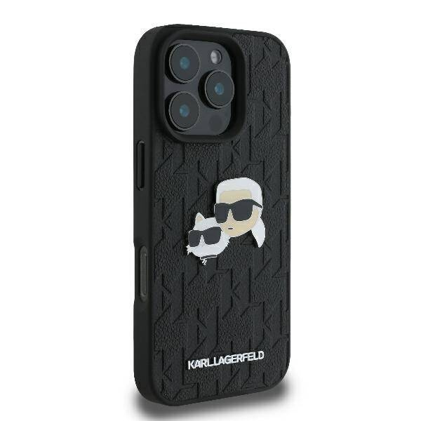 Etui Karl Lagerfeld iPhone 16 Pro Max 6.9" czarny/black hardcase Monogram Karl&Chaoupette Head Pin