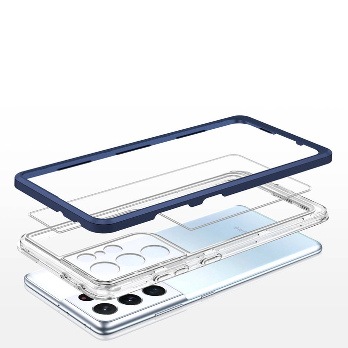 Etui Clear 3in1 Etui Do Samsung Galaxy S23 Ultra Silikonowy Pokrowiec Z Ramką Niebieskie Case Case