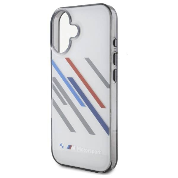 Etui BMW iPhone 16 6.1" szary/grey hardcase Motosport IML Random Stripes