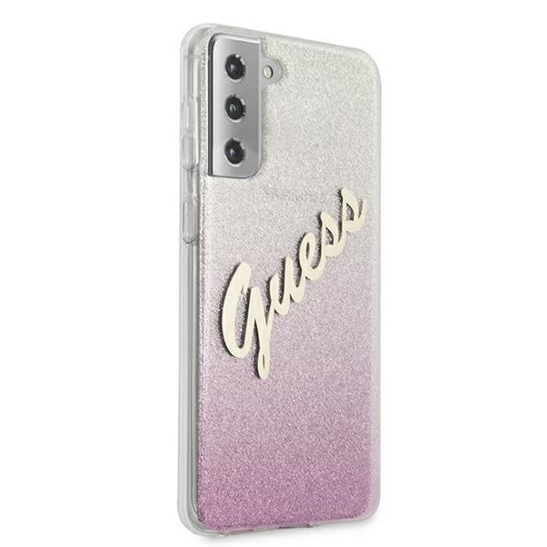 Etui GUESS Samsung Galaxy S21 Plus Glitter Gradient Script Różowy Hardcase