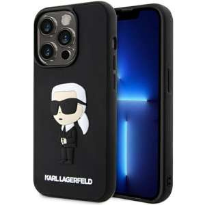 Etui Karl Lagerfeld KLHCP14L3DRKINK iPhone 14 Pro 6.1" czarny/black hardcase Rubber Ikonik 3D Case