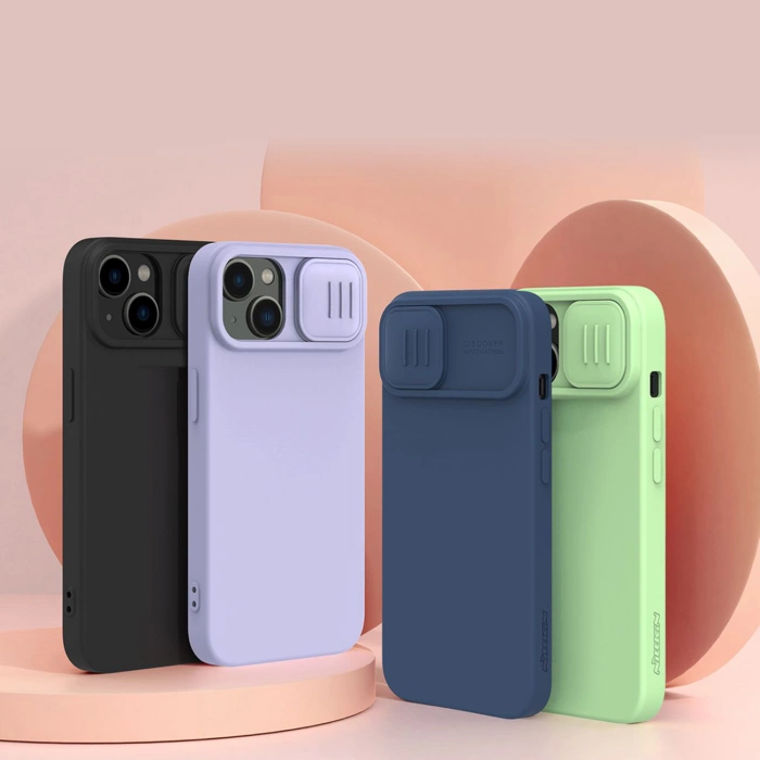 Nillkin CamShield Magnetic Silicone Case etui iPhone 14 magnetyczny MagSafe pokrowiec z osłoną na aparat czarny