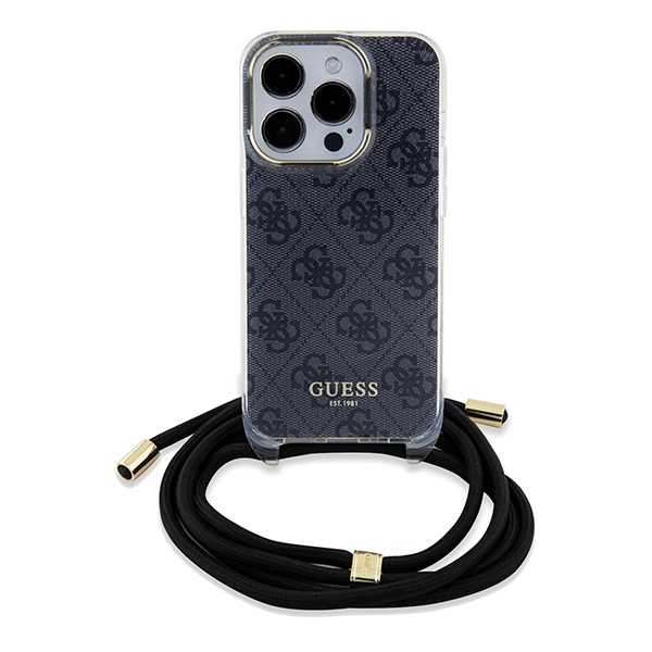 Etui Guess GUHCP15LHC4SEK iPhone 15 Pro 6.1" czarny/black hardcase Crossbody Cord 4G Print Case