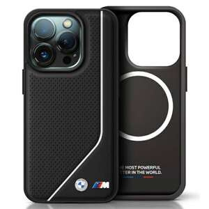 Etui BMW iPhone 16 Pro Max 6.9" czarny/black hardcase M Perforated Twisted Line MagSafe