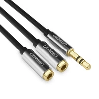 Kabel słuchawkowy Ugrenn AV123 minijack 3.5 mm (męski) - 2x minijack 3.5mm (żeński) - czarny