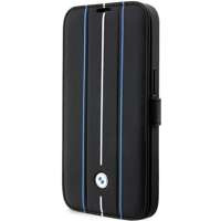 Etui BMW BMBKP14X22RVSK iPhone 14 Pro Max 6,7" czarny/black bookcase Leather Stamp Blue Lines