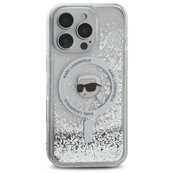 Etui Karl Lagerfeld iPhone 16 Pro Max 6.9" hardcase transparent Liquid Glitter Karl Head Magsafe