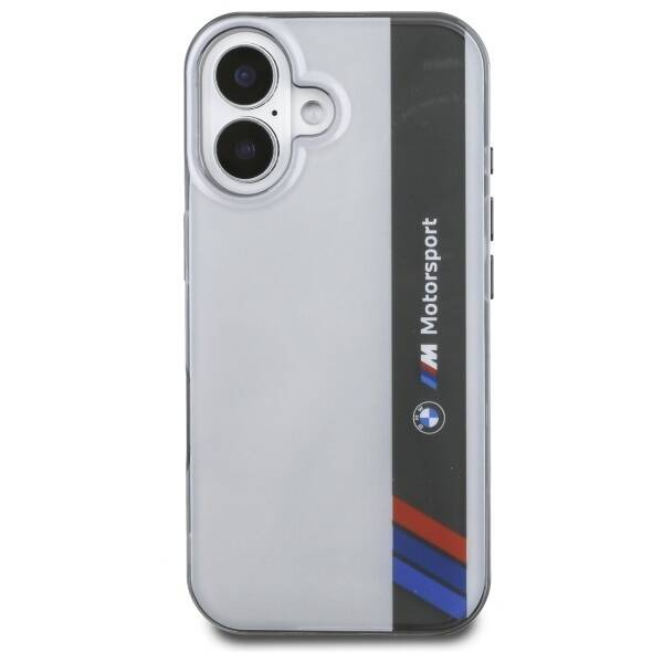 Etui BMW iPhone 16 Plus 6.7" szary/grey hardcase Motosport IML Vertical Stripe