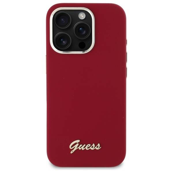 Etui Guess iPhone 16 Pro Max magenta hardcase Silicone Script Metal Logo