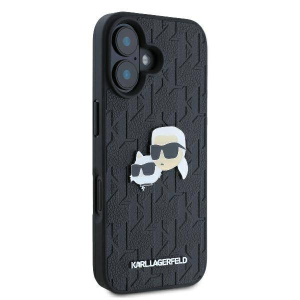 Etui Karl Lagerfeld iPhone 16 Plus 6.7" czarny/black hardcase Monogram Karl&Chaoupette Head Pin