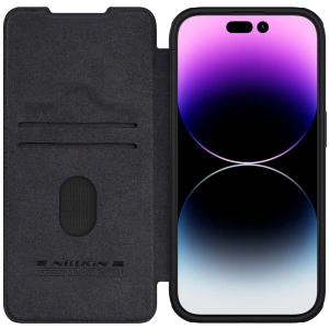 Nillkin Qin Pro Leather Case Iphone 15 Pro (6.1), BLACK / CZARNY