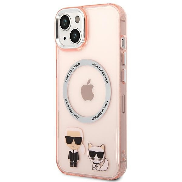 Etui KARL LAGERFELD Apple iPhone 14 Karl & Choupette Aluminium Magsafe Różowy Hardcase