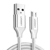 Kabel micro USB UGREEN QC 3.0 2.4A 1m biały Kabel micro USB UGREEN QC 3.0 2.4A 1m (biały) w nylonowym oplocie