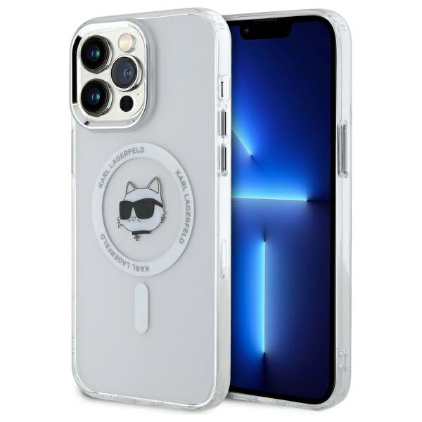 Karl Lagerfeld KLHMP13XHLSCHH iPhone 13   Pro Max 6.7" biały/white hardcase IML Metal Choupette Head MagSafe