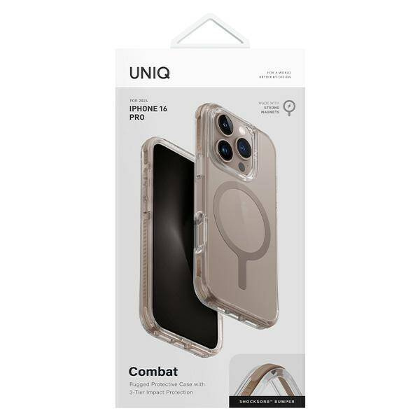 Etui UNIQ Combat iPhone 16 Pro 6.3" Magclick Charging złoty/taupe gold