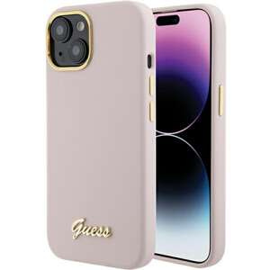 Etui Guess GUHCP15SSMBSLP iPhone 15 6.1" różowy/pink hardcase Silicone Script Metal Logo & Frame