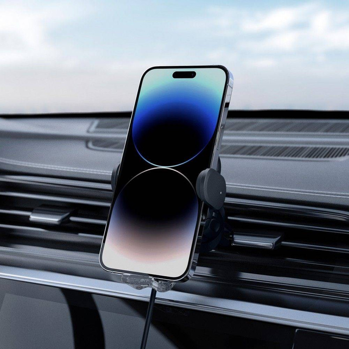 Uchwyt Spigen Uts12w Onetap Universal Vent Car Mount Wireless Charger Black