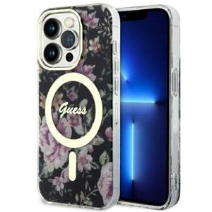 Etui Guess GUHMP14LHCFWSK iPhone 14 Pro 6.1" czarny/black hardcase Flower MagSafe Case